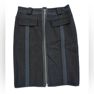 Badgley Mischka Black Wool Blend Tweed Zipper Front Straight Pencil Skirt Size 8